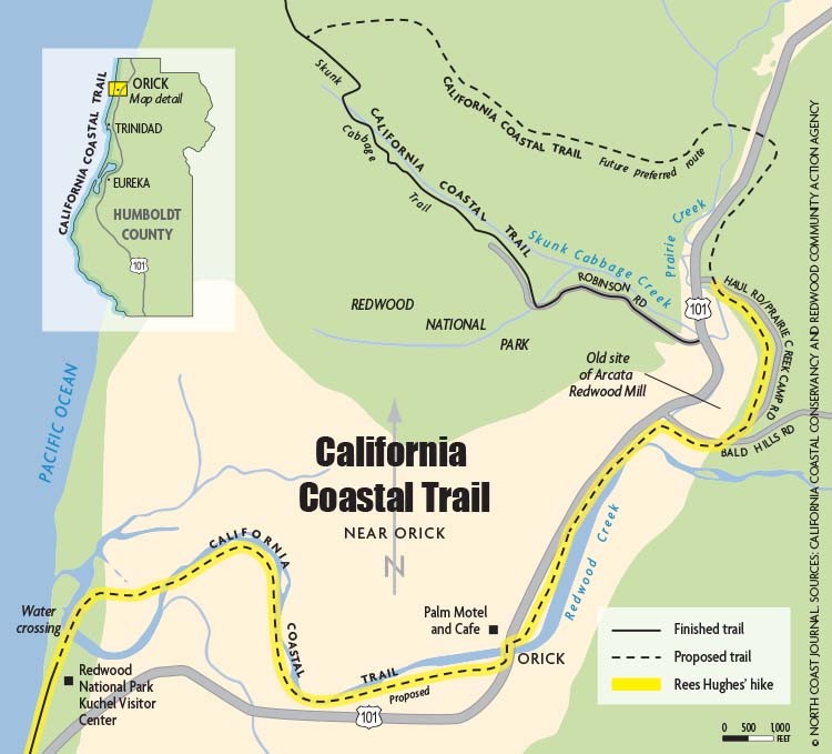 California Coastal Trail - © NORTH COAST JOURNAL, SOURCES: CALIFORNIA COASTAL CONSERVANCY AND REDWOOD COMUNITY ACTION AGENCY