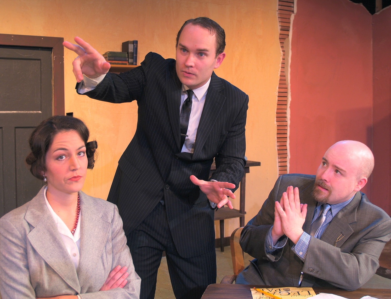 Darcy Brown as Carol, David Hamilton as Max, Anders Carlson as Val in NCRT's Laughter On The 23rd Floor - COURTESY OF NCRT