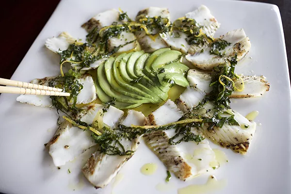 Bayfront's grilled calamari steak drizzled with olive oil and herbs. - PHOTO BY ROCKY ARROYO