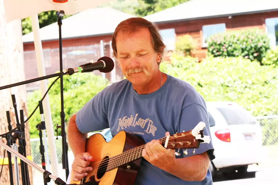 Guitarist Jeff Landen and Sounds Mo' Better play at noon at the Humboldt Folklife All Day Festival - PHOTO BY BOB DORAN