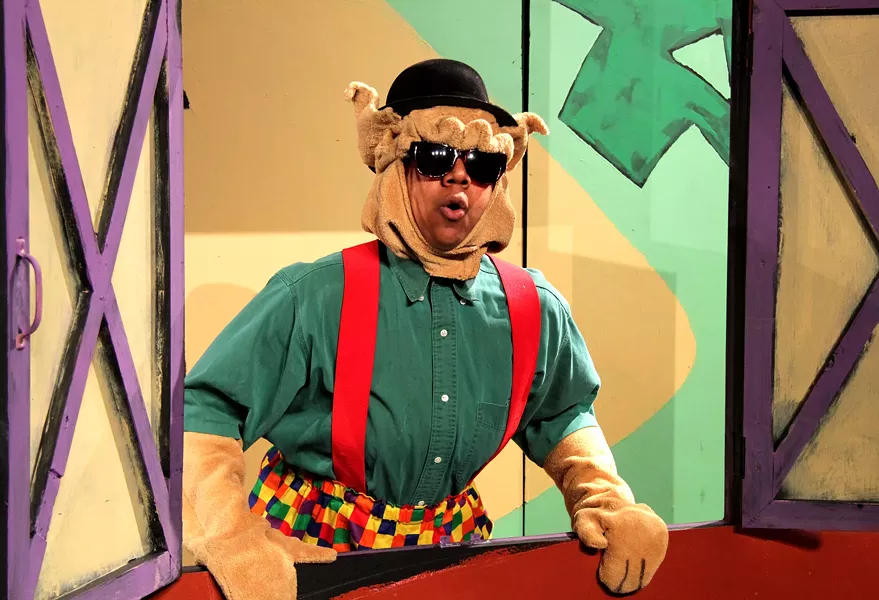 Jai Lavette as The Dog in Dell'Arte's The Musicians of Bremen - PHOTO COURTESY OF DELL'ARTE