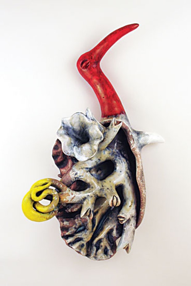 Kit Davenport, "A Water Bird," 2009; ceramic, glaze, and paint, in CR Art Faculty Exhibition