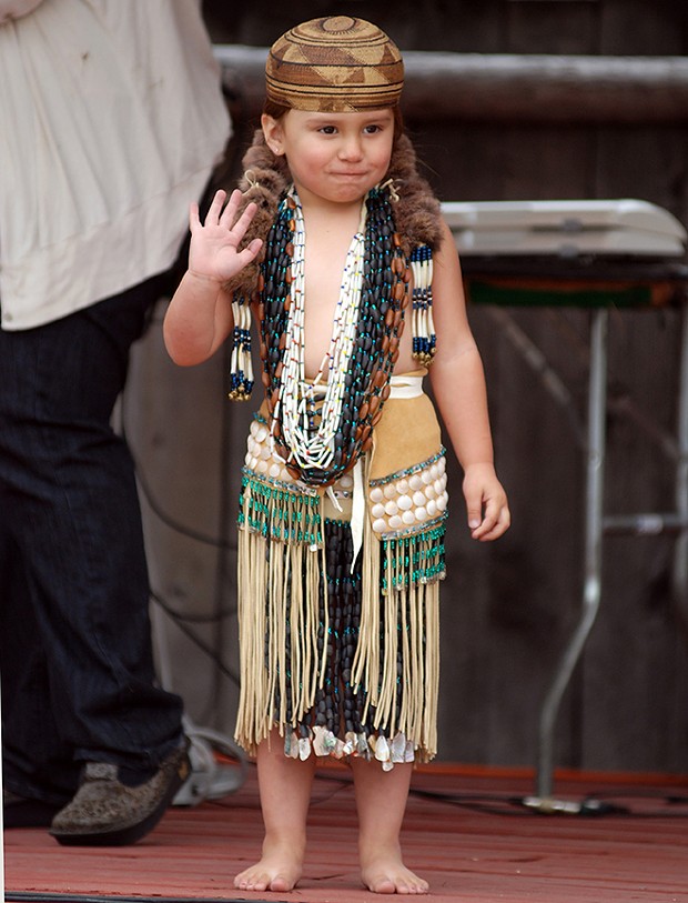 Koy-poh McQuillen participates in a cultural demonstration during the Yurok Tribe's 2012 Salmon Festival.