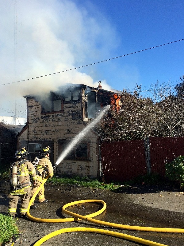 Humboldt Bay Fire crews managed to get the fire under control within about 30 minutes of their arrival. - MARK MCKENNA
