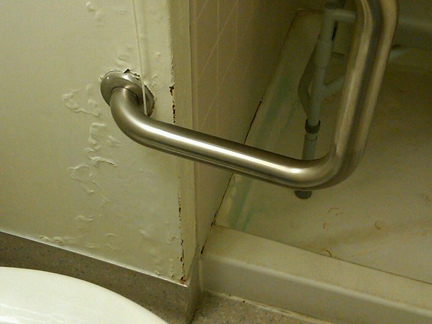 One of the nurses took this photo of the mold growing in a patient room bathroom.