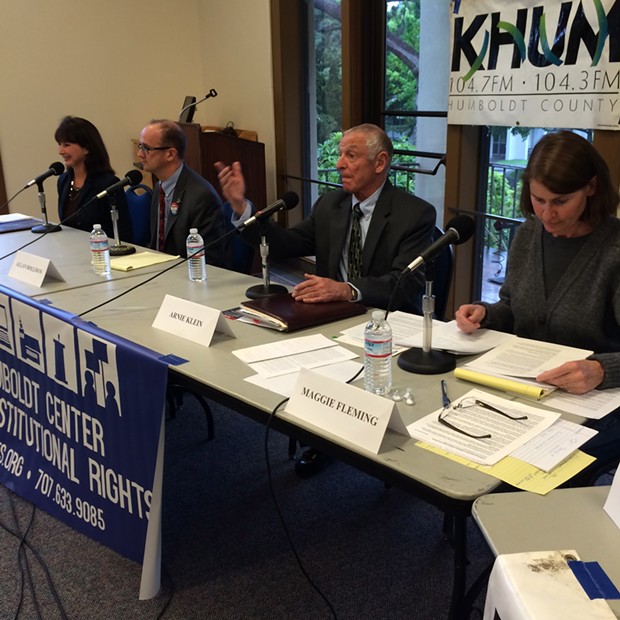 The gloves came off at the Humboldt Center for Constitutional Rights' district attorney debate Thursday night. - KACI POOR, DEVELOPMENT AND OUTREACH DIRECTOR FOR THE HUMBOLDT CENTER FOR CONSTITUTIONAL RIGHTS