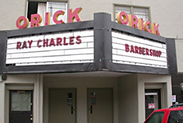The new owner of the old Orick Theater has a sense of humor, but the barbershop's for real.