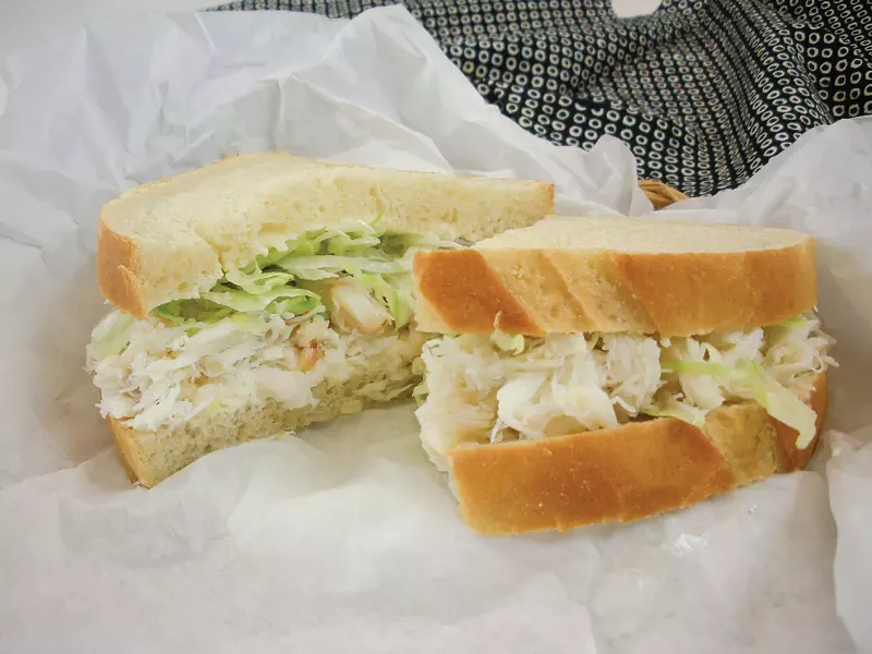 The purist's crab sandwich at Myrtle Avenue Market. - PHOTO BY DREW HYLAND