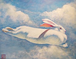 Toni Magyar's "Sky Bunny" soars alongside the artist's handcrafted jewelry at the Lighthouse Grill in Trinidad this month.