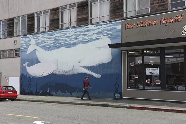 "Two Whales". See mural #30 on map. - PHOTO BY DREW HYLAND