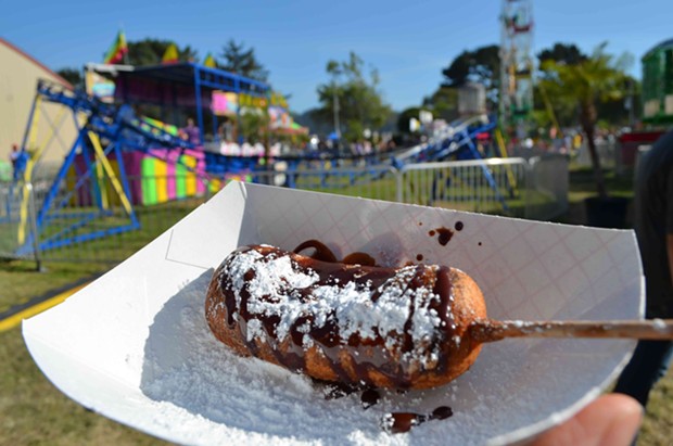 Deep-fried Snickers bar on a stick. - FILE