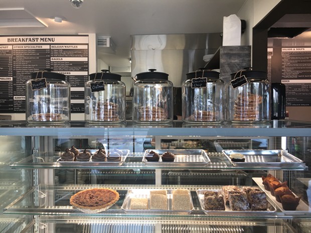 The pastry case at Toni's is the glass shrine the pies, brownies and cupcakes deserve. - PHOTO BY JENNIFER FUMIKO CAHILL