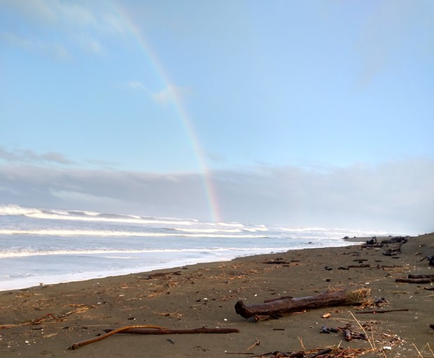 A rainbow captured over Mad River Beach this morning. - COURTESY OF LYNETTE MATTHEWS