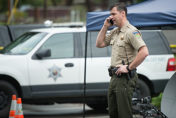Humboldt County Sheriff William Honsal at the incident command center near Benbow. - MARK MCKENNA