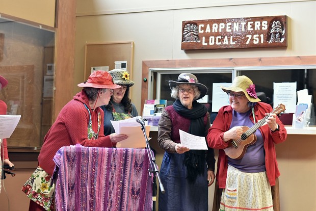 The Raging Grannies lead a sing-along with the crowd. - PHOTO BY MEGAN BENDER