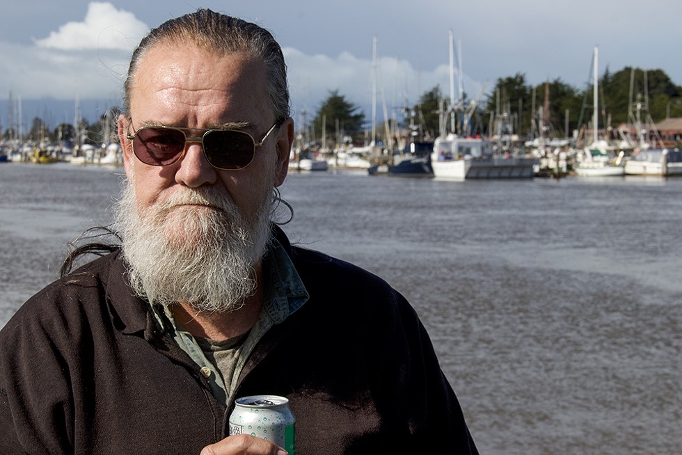 Robert Stretton, a recent addition to Humboldt County's homeless population, on the Eureka waterfront. - PHOTO BY T.WILLIAM WALLIN