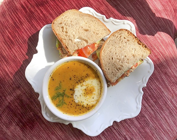 Tuna on rye with a zinger of a carrot-ginger soup. - PHOTO BY JENNIFER FUMIKO CAHILL