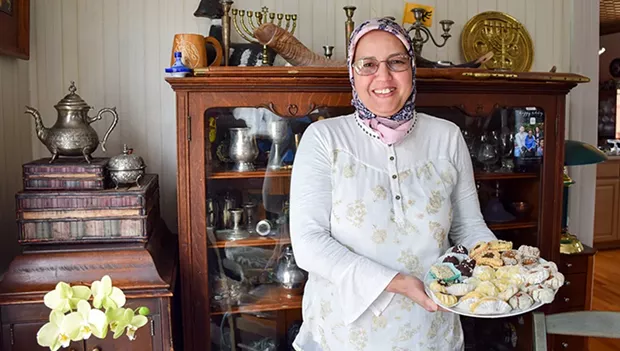 Jmiaa El Hessni with her cookies. - PHOTO BY JENNIFER FUMIKO CAHILL