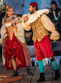 Lynnie Horrigan and Pratik Motwani sing Tim Gray's "She Never Has Time For Me" from The Comedy of Errors (2013). - PHOTO BY MARK LARSON