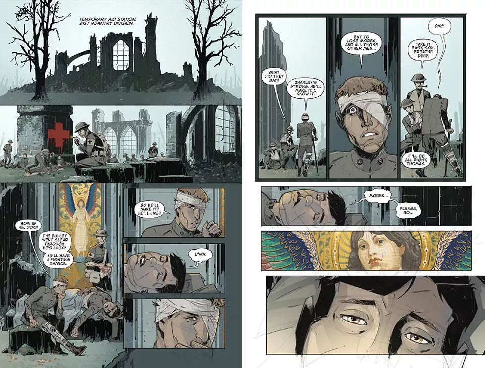 Ekedal: "This page is literally the fading of the light. From this point on, the color palette drains out and we don't see that color return until the very end." - COMIC WRITTEN BY CHAG LOWRY, ILLUSTRATED BY RAHSAN EKEDAL