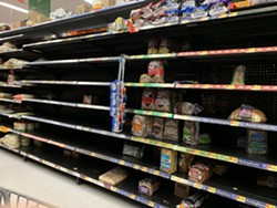 The barren shelves at Eureka's WalMart on the eve of the last blackout. - SUBMITTED
