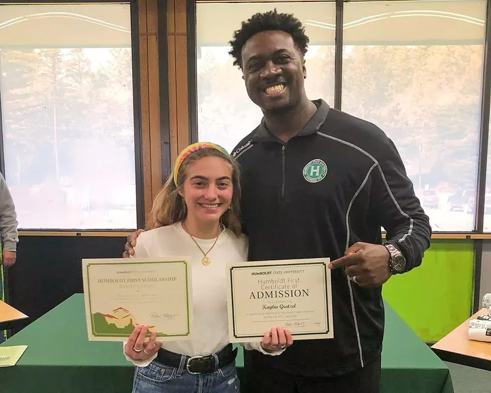Jason Meriwether with Humboldt First Scholarship recipient Kaylin Gratzel from South Fork High School - SUBMITTED
