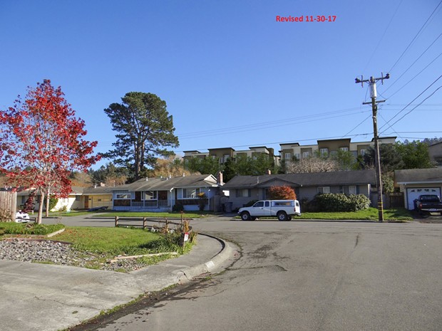 Conceptual photo illustration of how The Village project would look from the perspective of the Westwood neighborhood. - CITY OF ARCATA