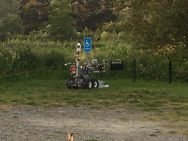 The EOD team robot in action. - HCSO