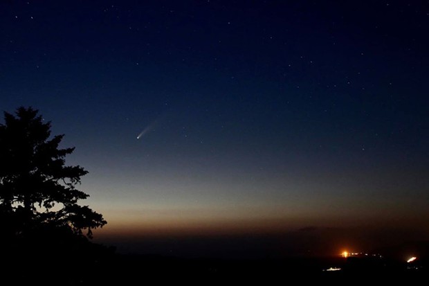 A shot of the NEOWISE comet over Humboldt Bay, taken from Tomkins Hill. - ROWDY KELLEY