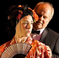 Promotional photo of Kyle Ryan and Lincoln Mitchell in HSU's 2010 production of "M. Butterfly" by David Henry Hwang. In this production, a white actor was cast in an East Asian role. - SUBMITTED