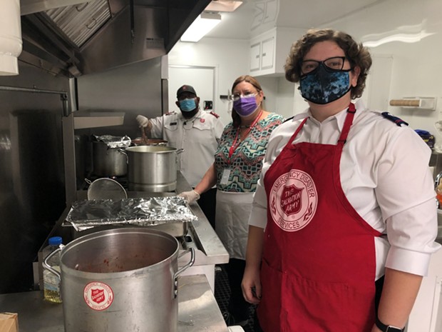 The Salvation Army workers preparing meals for evacuees. - THE SALVATION ARMY NORTHERN CALIFORNIA