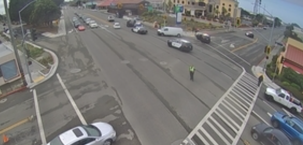 Traffic at Wabash and Broadway is impacted by the crash. - CALTRANS TRAFFIC CAM