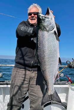 Petaluma resident John Burch landed this beautiful 19-pound king salmon while fishing out of Trinidad. Trinidad is currently providing the best action for ocean salmon anglers. - PHOTO COURTESY OF TONY SEPULVEDA/SHELLBACK SPORT FISHING