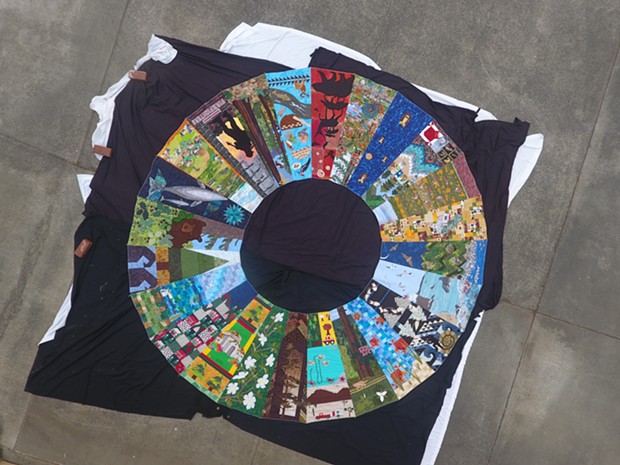 A drone shot of the 12-foot "Essence of Humboldt" quilt. - COURTESY OF MAGGIE STIMSON