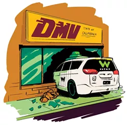 Waymo sued the California DMV to keep public records about its autonomous vehicles secret. - ILLUSTRATION BY CAITLYN CRITES