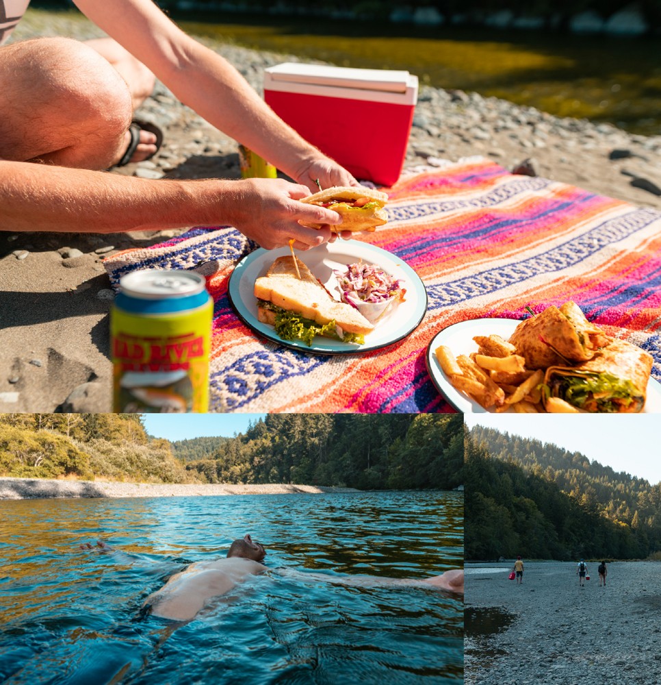 A picnic and a plunge in the Mad River at the fish hatchery. - PHOTOGRAPHS BY CONNOR BENNETT
