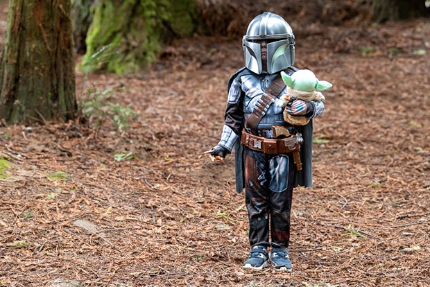 A miniature Mandalorian and Grogu at the 2022 May the Fourth day. - PHOTO BY MARK MCKENNA. COURTESY OF THE HUMBOLDT-DEL NORTE FILM COMMISSION