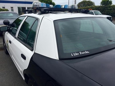 Captain Steve Watson of the EPD recently tweeted a photo of his squad car bearing the sticker. - EUREKA POLICE DEPARTMENT