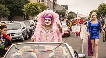 Humboldt Pride Grand Marshal Sister Juana Little worked it from the convertible. - MARK LARSON