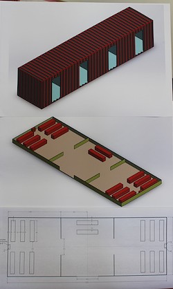 A model of a renovated container and a site plan. - THADEUS GREENSON