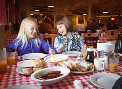 Eating like lumberjacks at the Samoa Cookhouse. - MARK MCKENNA