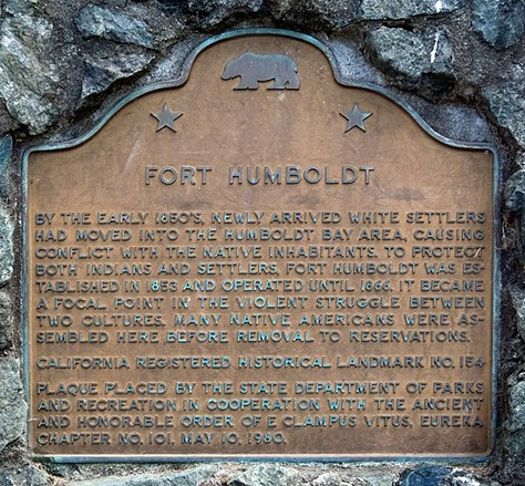 Fort Humboldt's historic marker. - WIKIPEDIA