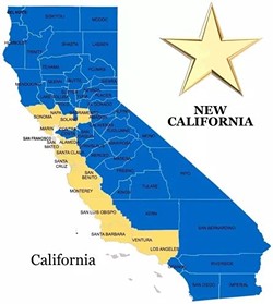 The "New California" and the just plain "California" proposed by New California. - MAP BY NEW CALIFORNIA