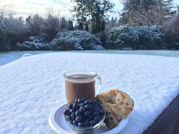 A breakfast view of the snow from Fortuna. - BETTY BRIM