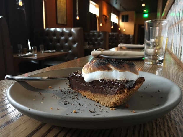 A wedge of s'more pie. - JENNIFER FUMIKO CAHILL