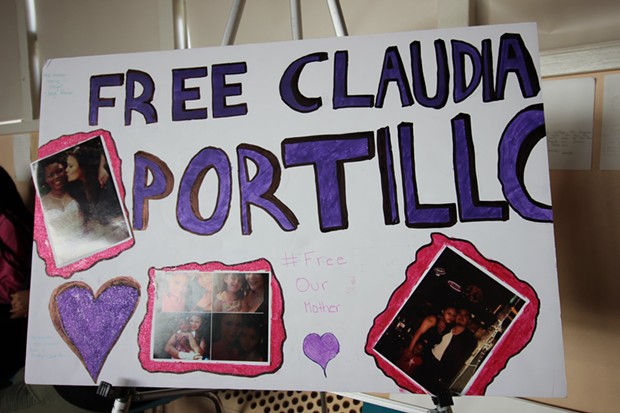 A sign supporting Claudia Portillo's release. - TRUE NORTH ORGANIZING NETWORK