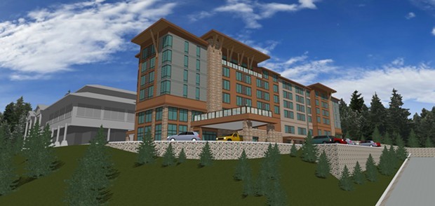 An artistic rendering of the proposed hotel project at Cher-Ae Heights Casino off Scenic Drive south of Trinidad.