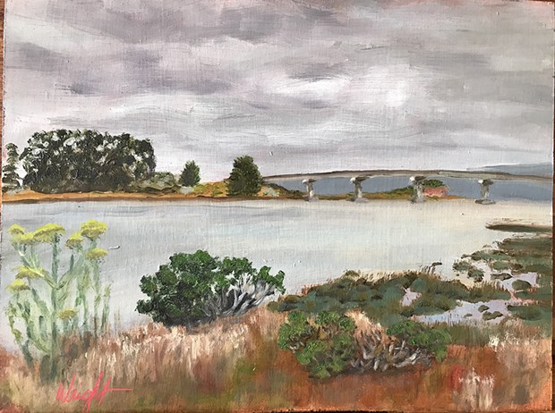 One of Bobby Wright's series of untitled oil paintings of Humboldt Bay.