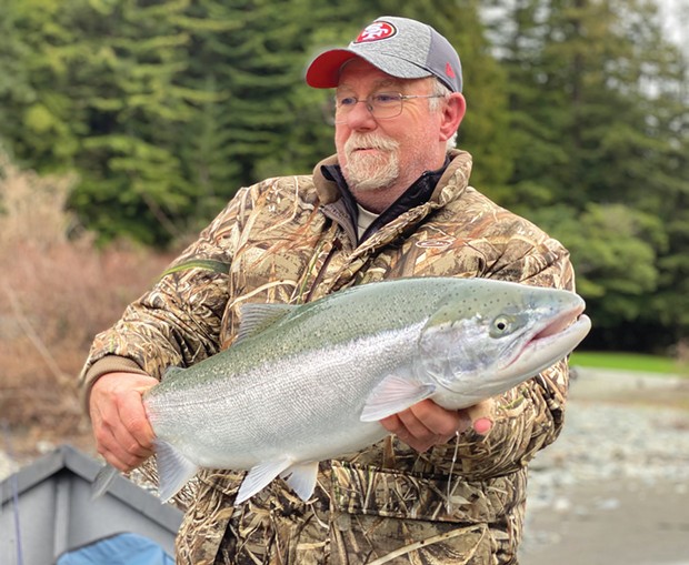 Dick Nettell, of Sacramento, landed a nice winter steelhead Friday while drifting the Smith River