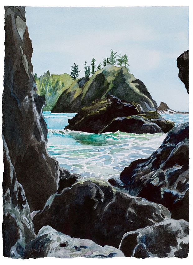 "Through the Rocks" by Maureen McGarry, at Trinidad Art Gallery.